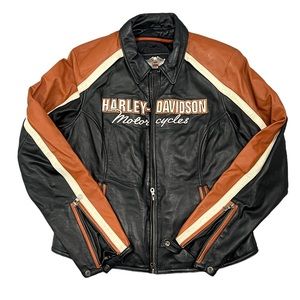 Harley Davidson Jacket Women's Black Orange Embroidered Logo